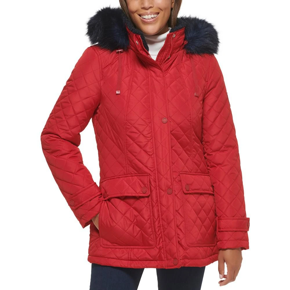 商品Tommy Hilfiger|Women's Quilted Hooded Faux-Fur-Trim Coat,价格¥1145,第1张图片