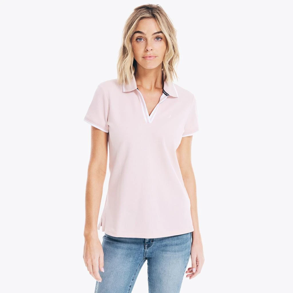 Womens Sustainably Crafted Ocean Split-Neck Polo 商品