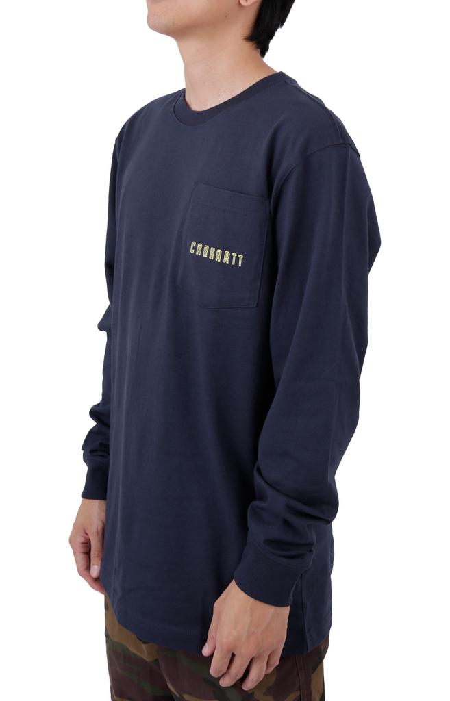 (105426) Loose Fit Heavyweight L/S Pocket Tough Graphic T-Shirt - Navy商品第3张图片规格展示