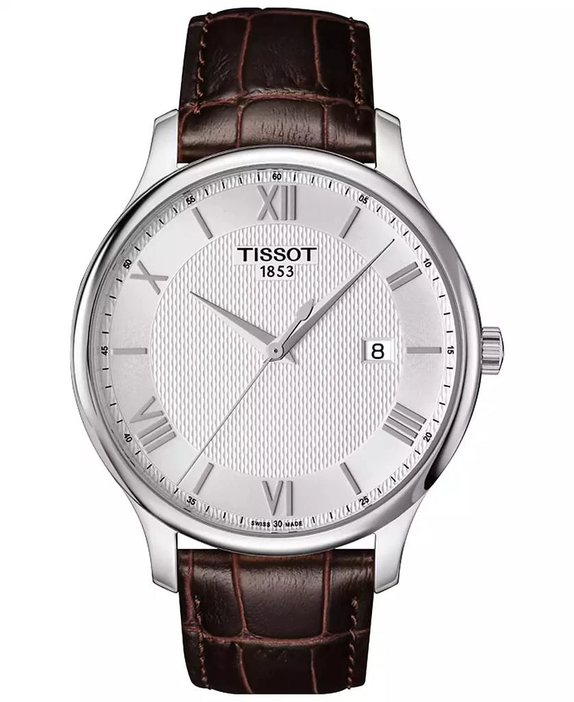 商品Tissot|Men's Swiss Tradition Brown Leather Strap Watch 42mm,价格¥2445,第1张图片