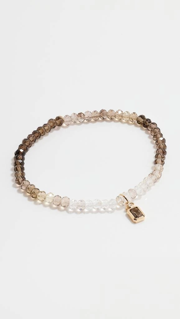 商品Sydney Evan|14k Emerald Cut Marquise Eyecharm Bracelet On Shaded Smokey Quartz Faceted Rondelle,价格¥3526,第1张图片