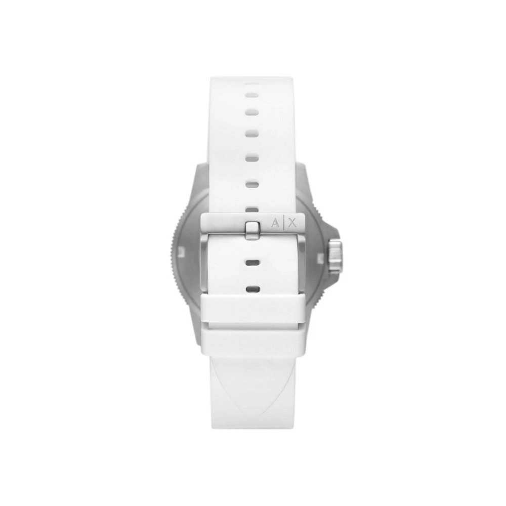 商品Armani Exchange|Men's Three-Hand White Silicone Strap Watch 42mm,价格¥843,第3张图片详细描述