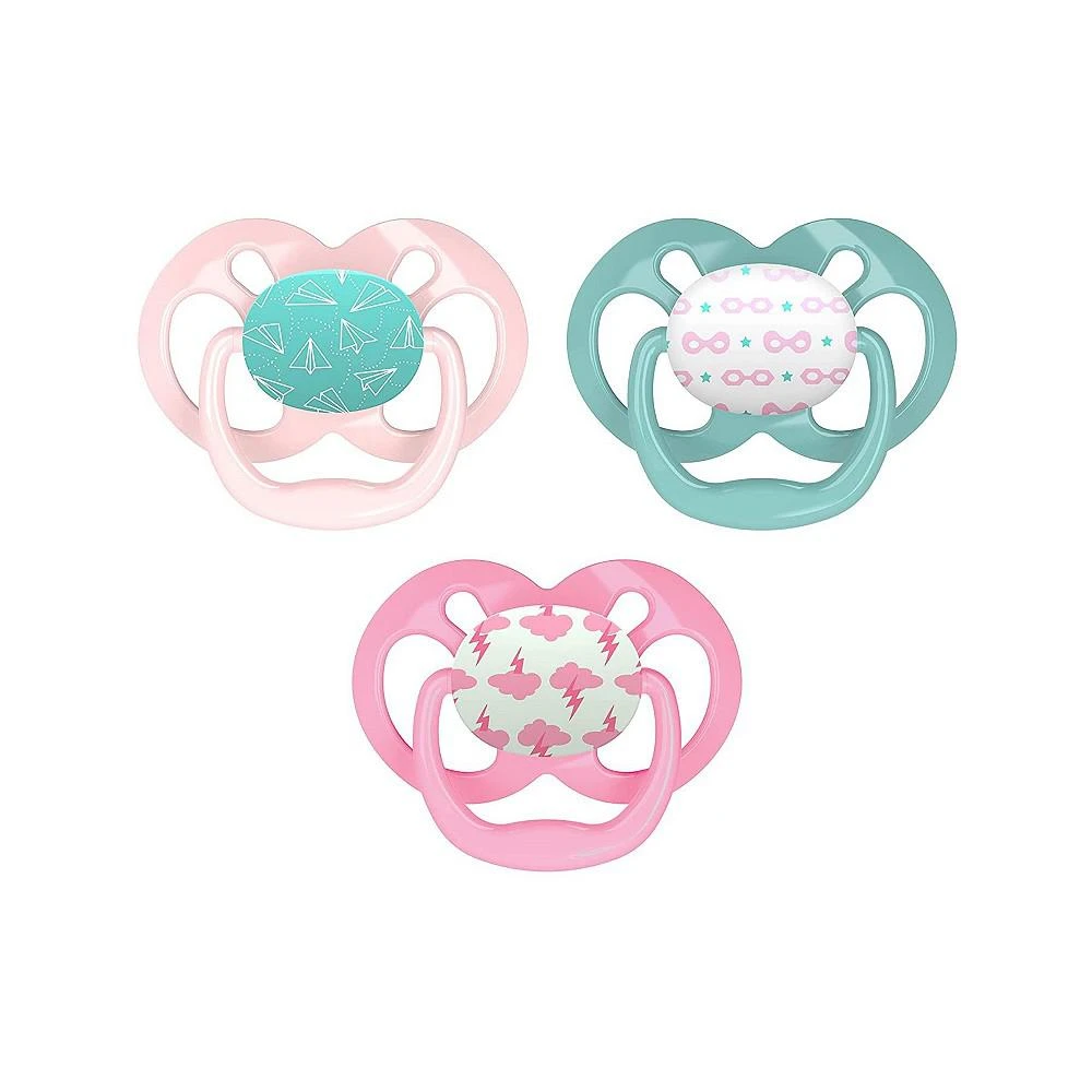 商品Dr. Browns|Advantage Symmetrical Pacifier, Pink, Glow in the Dark, 3 Pack, 6-18m,价格¥131,第1张图片