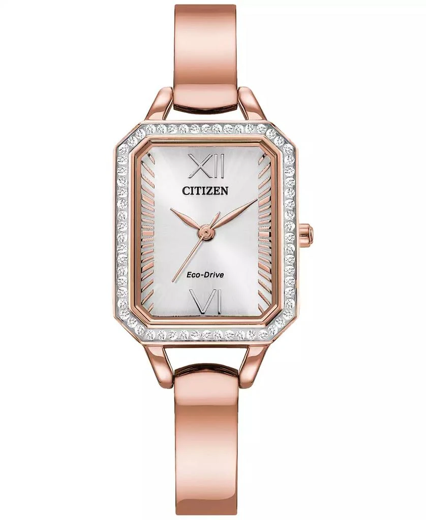 商品Citizen|Eco-Drive Women's Crystal Rose Gold-Tone Stainless Steel Bangle Watch 23mm,价格¥1860,第1张图片