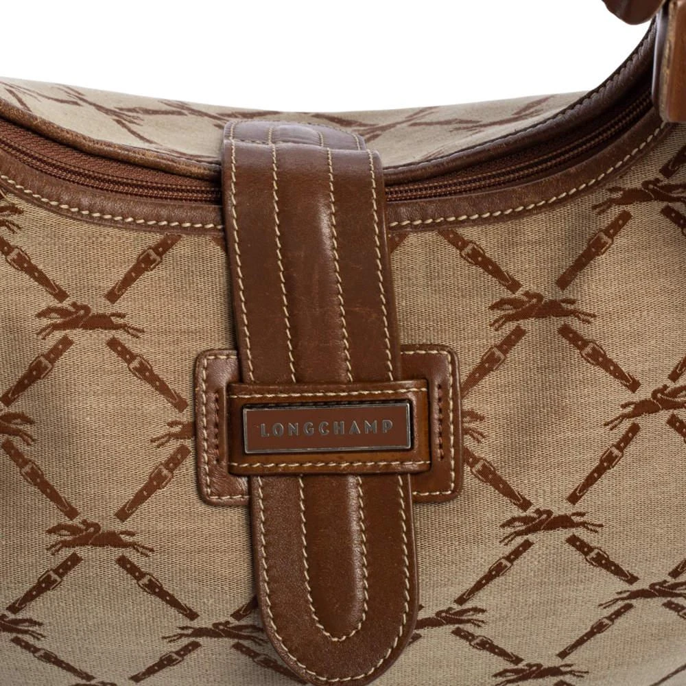商品[二手商品] Longchamp|Longchamp Brown/Beige Horse Print Canvas And Leather Hobo ,价格¥843,第5张图片详细描述
