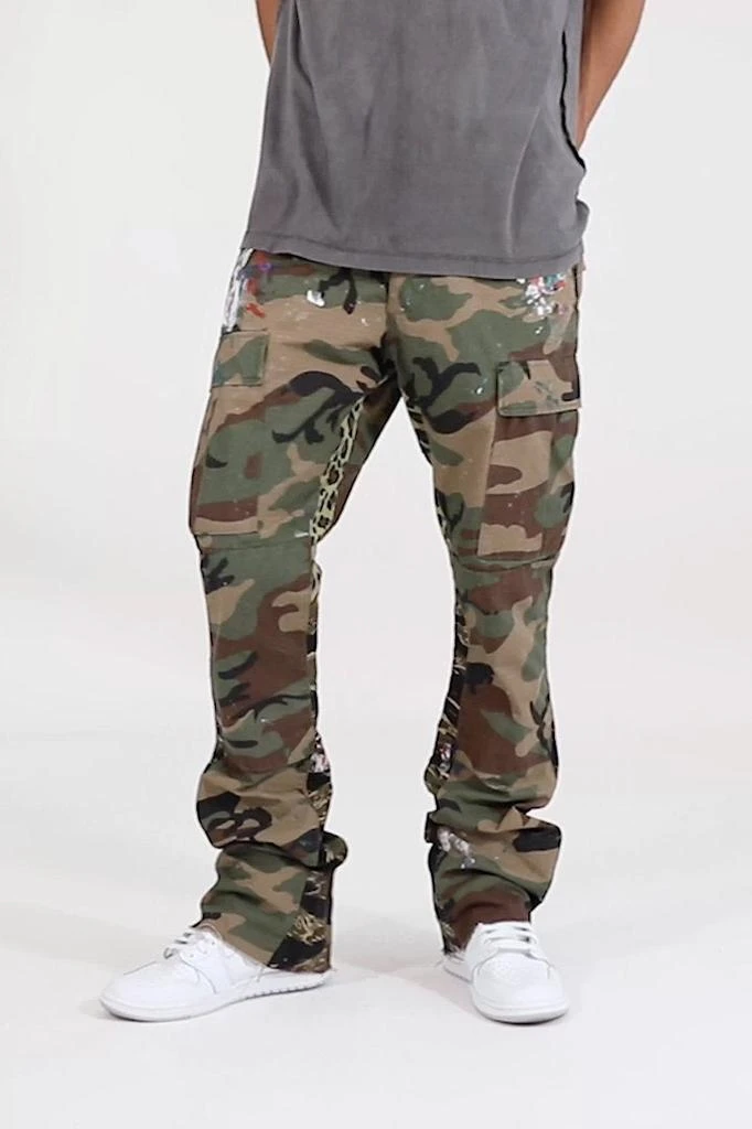 商品MNML|Contrast Bootcut Cargo Pants - Woodland Camo,价格¥570,第3张图片详细描述