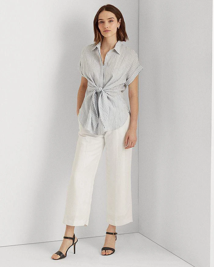 商品Ralph Lauren|Striped Tie Front Linen Shirt,价格¥371,第3张图片详细描述