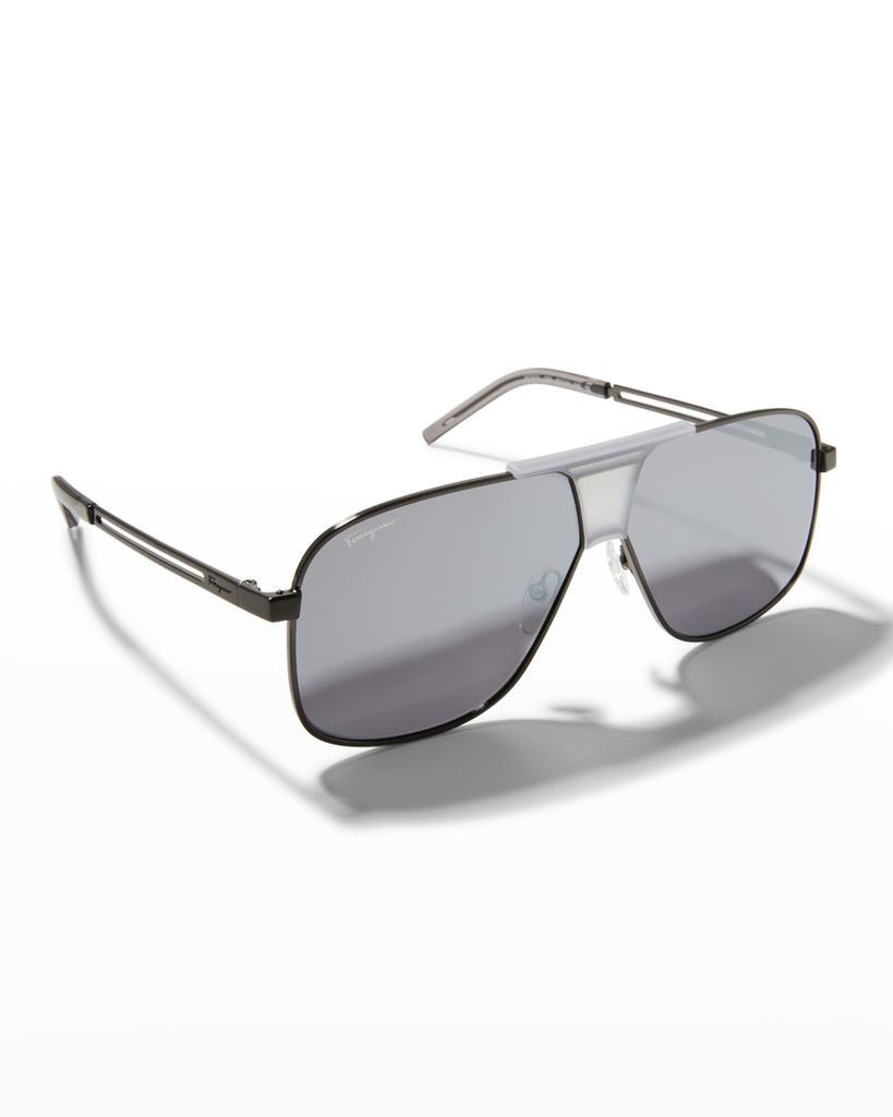 商品Salvatore Ferragamo|Men's Double-Bridge Metal Aviator Sunglasses,价格¥2359,第1张图片