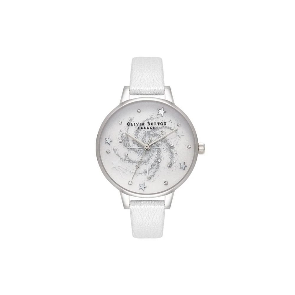 商品Olivia Burton|Women's Celestial Silver-Tone Leather Strap Watch, 34mm,价格¥524,第1张图片