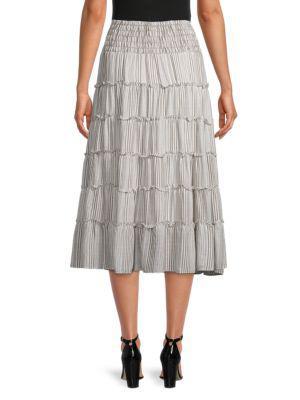 商品Max Studio|Tiered Gingham Midi Skirt,价格¥221,第4张图片详细描述