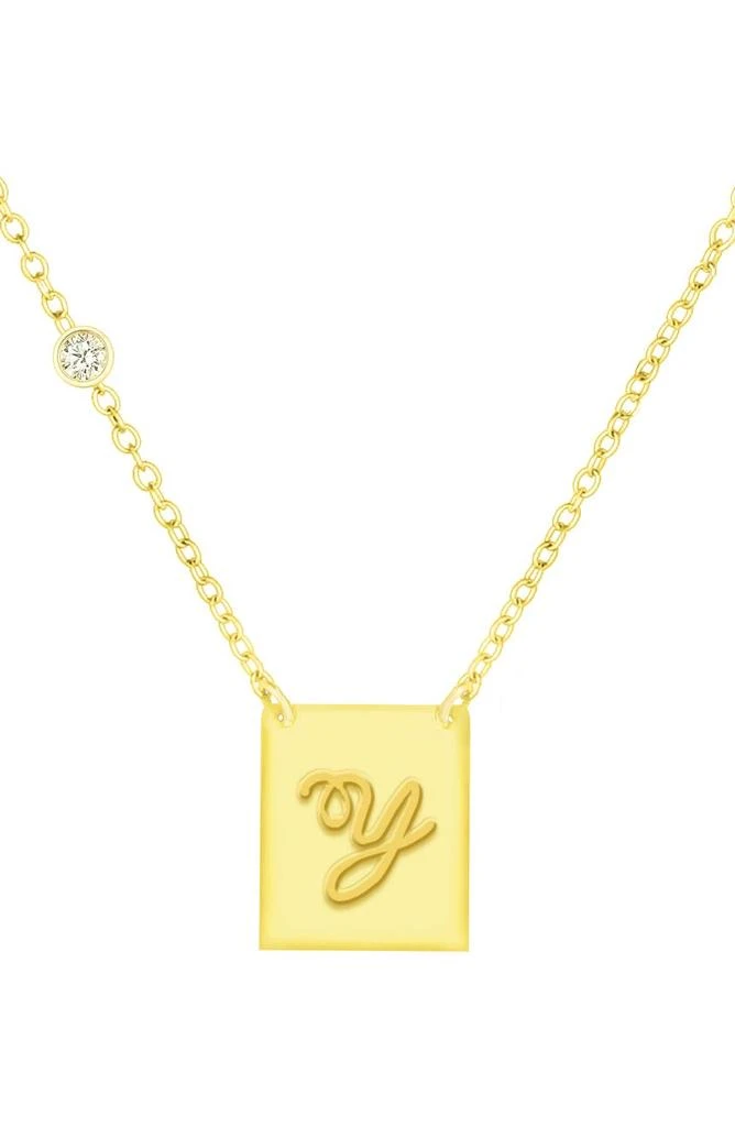 商品Savvy Cie Jewels|18K Gold Vermeil CZ Script Initial Pendant Necklace - Multiple Letters Available,价格¥190,第1张图片详细描述