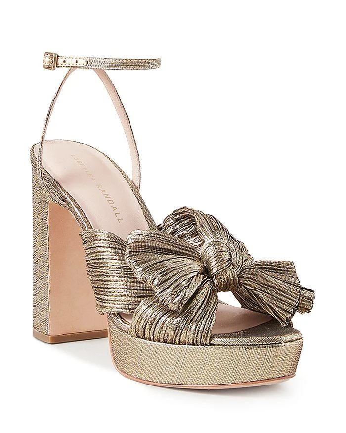 商品Loeffler Randall|Women's Pleated Ankle Strap Platform Sandals,价格¥2372,第1张图片