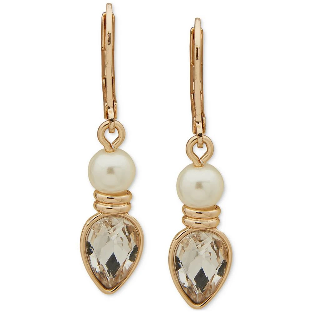 商品Anne Klein|Gold-Tone White Imitation Pearl & Crystal Drop Earrings,价格¥194,第1张图片