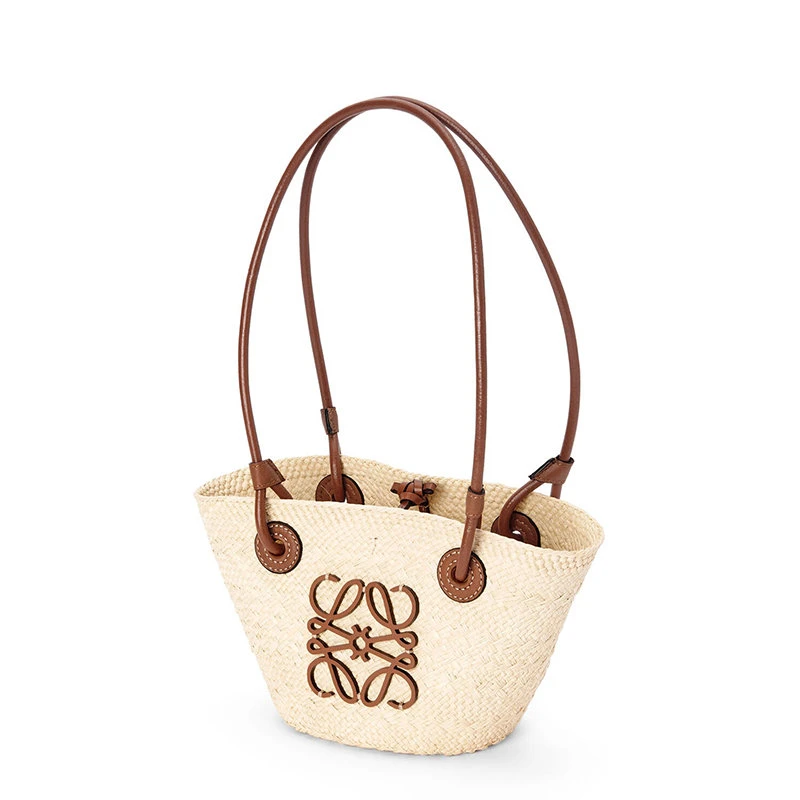 商品Loewe|【预售3-7天】LOEWE/罗意威 22春夏新款Basket系列 女士迷你自然色棕榈编织棕褐色牛皮手柄篮子手提包A223P64X01-2435,价格¥4182,第4张图片详细描述