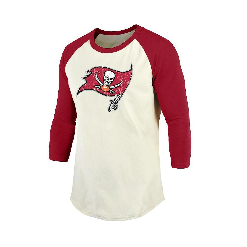 商品Majestic|Men's Fanatics Rob Gronkowski Cream, Red Tampa Bay Buccaneers Vintage-Inspired Player Name and Number Raglan 3/4 Sleeve T-shirt,价格¥285,第3张图片详细描述