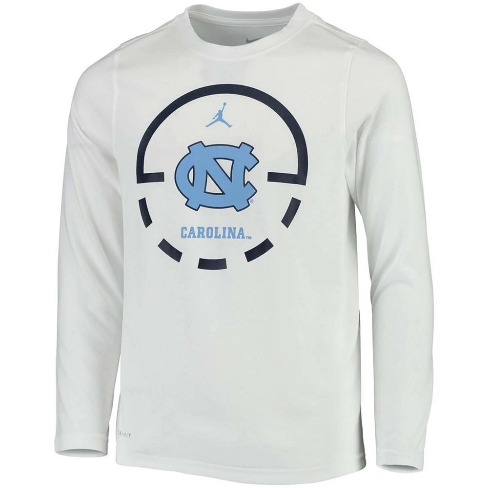 商品Jordan|Big Boys and Girls White North Carolina Tar Heels Basketball Legend Performance Long Sleeve T-shirt,价格¥265,第2张图片详细描述
