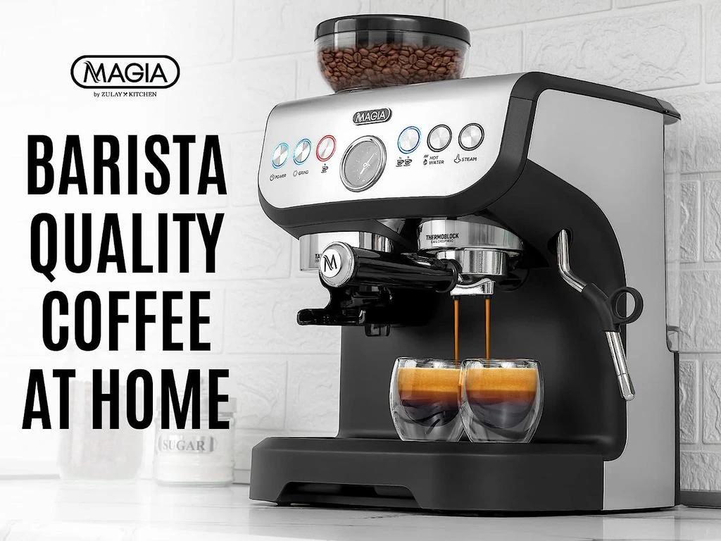商品Zulay Kitchen|Magia Manual Espresso Machine with Grinder and Milk Frother,价格¥6765,第2张图片详细描述
