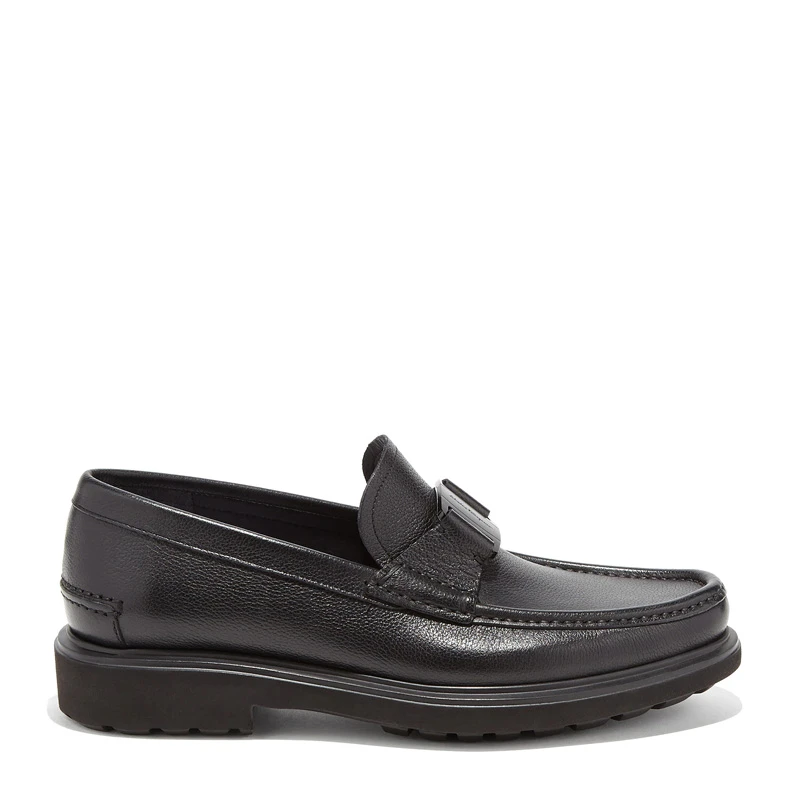 商品Salvatore Ferragamo|Salvatore Ferragamo 菲拉格慕 男士黑色VARA扣饰休闲乐福鞋 02-9390-673838,价格¥2855,第1张图片