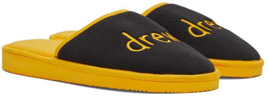 商品Drew House|SSENSE Exclusive Black & Yellow Scribble Slippers,价格¥156,第4张图片详细描述