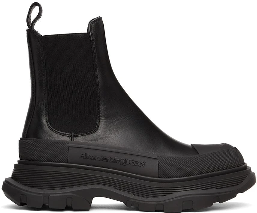 商品Alexander McQueen|Black Tread Slick Chelsea Boots,价格¥2594,第1张图片