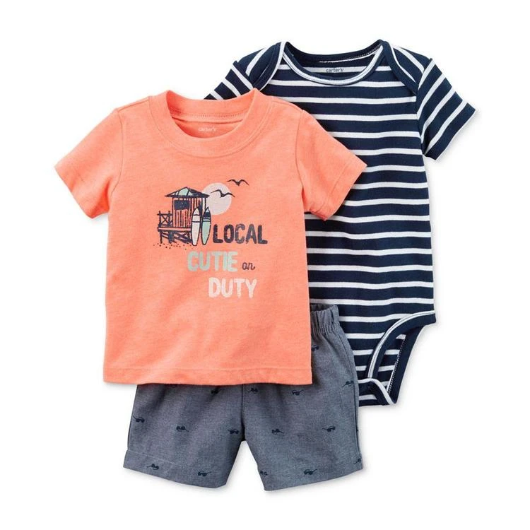 商品Carter's|3-Pc. Local Cutie T-Shirt, Bodysuit & Shorts Set, Baby Boys (0-24 months),价格¥98,第1张图片