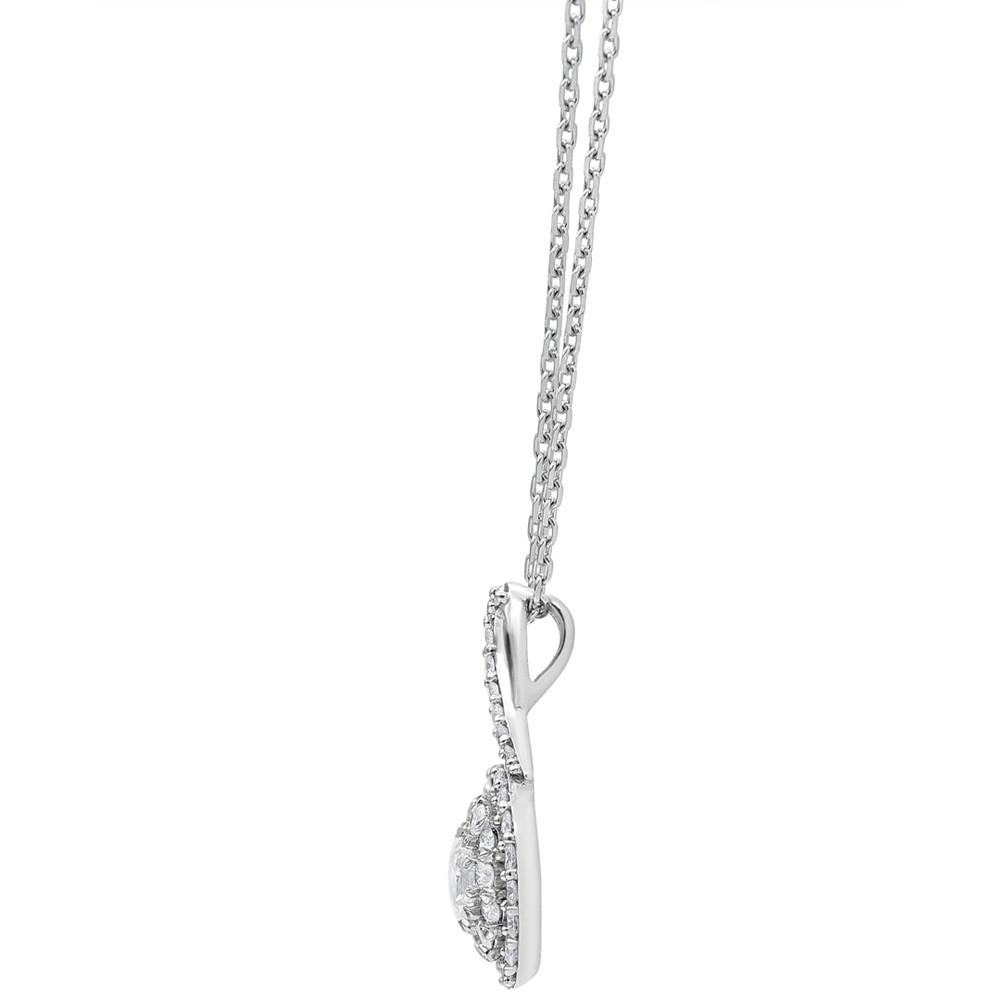 Diamond Halo Ribbon 18" Pendant Necklace (3/4 ct. t.w.) in 10k White Gold商品第3张图片规格展示