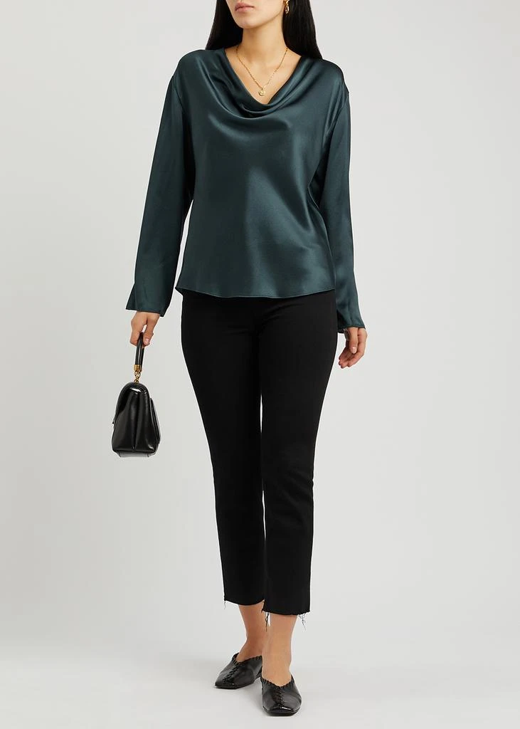 商品Vince|Teal draped silk-satin blouse,价格¥3646,第4张图片详细描述