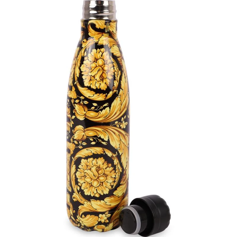 商品Young Versace|Baroque print logo water bottle in black and golden,价格¥1564,第2张图片详细描述