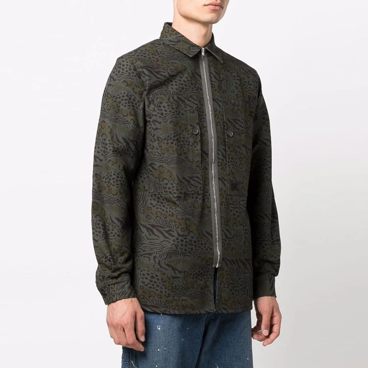 商品[国内直发] Kenzo|FW21 动物纹拉链长袖衬衫 男款 绿色,价格¥1712,第5张图片详细描述
