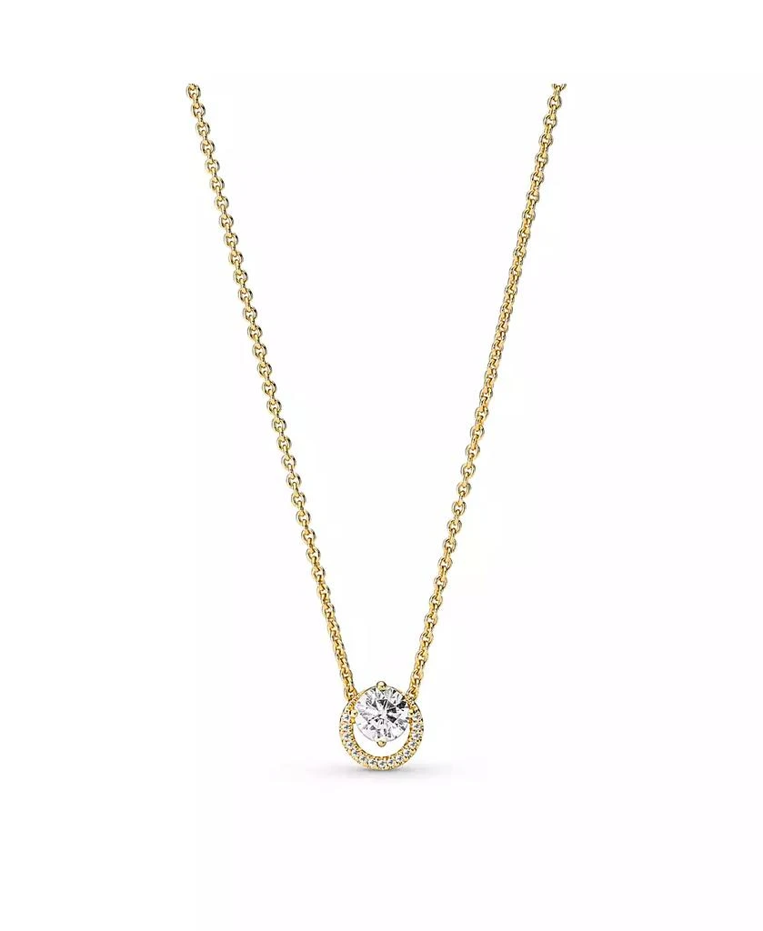 商品PANDORA|Timeless 14K Gold-Plated Sparkling Round Cubic Zirconia Halo Pendant Collier Necklace,价格¥1661,第1张图片