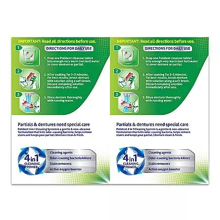 商品Polident|Polident 3-Minute Triple-Mint Antibacterial Denture Cleanser, Effervescent Tablets, 120 ct., 2 pk.,价格¥83,第2张图片详细描述