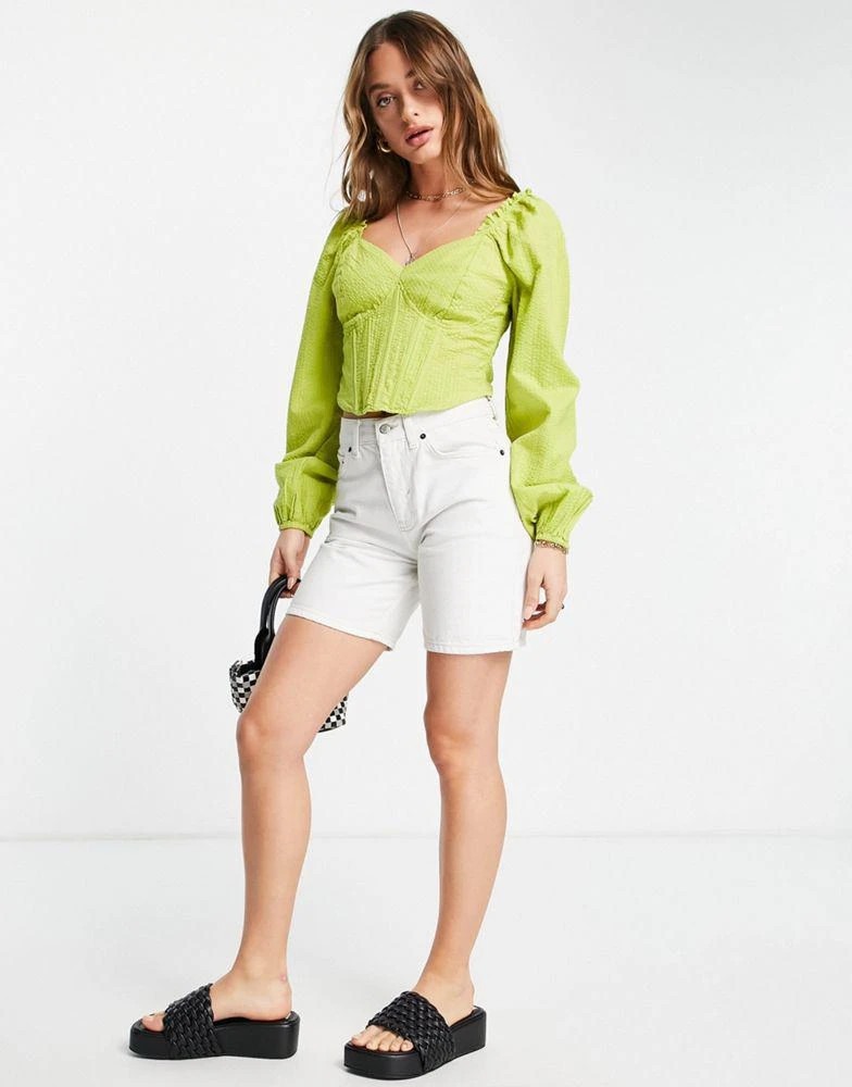 商品VERO MODA|Vero Moda corset detail top in lime,价格¥97,第2张图片详细描述