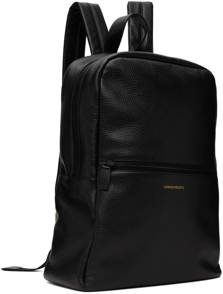 Black Textured Leather Simple Backpack商品第2张图片规格展示