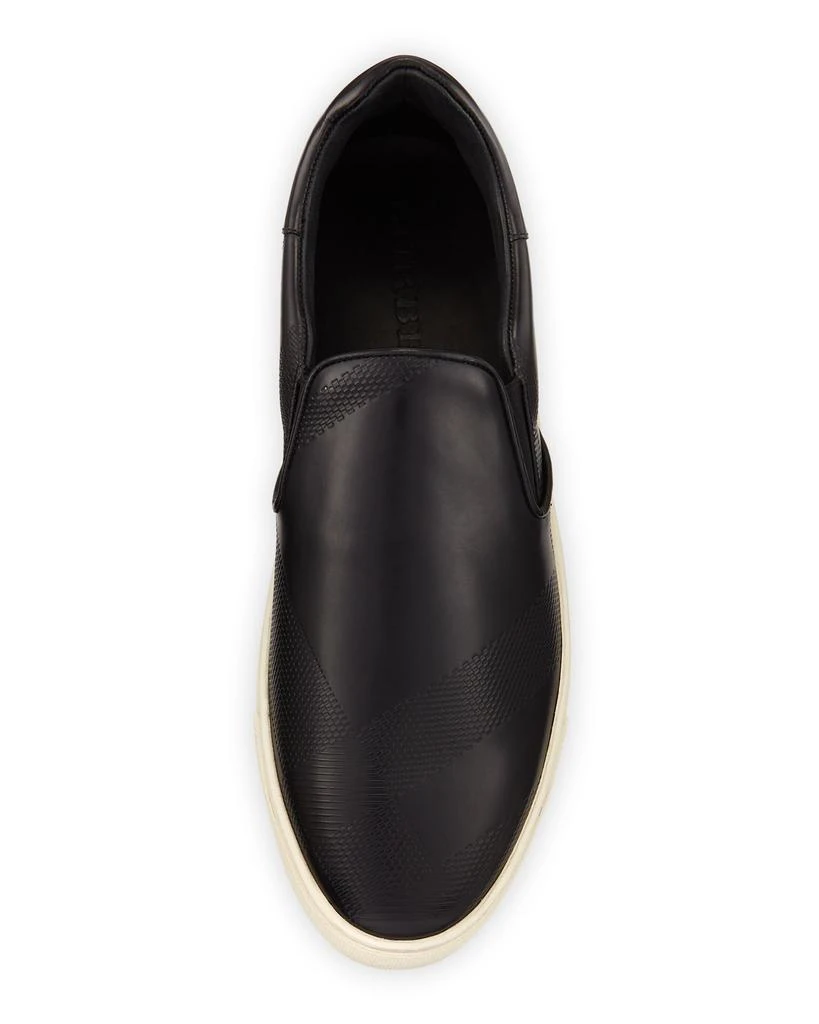 商品Burberry|Copford Check-Embossed Leather Sneaker, Black,价格¥1566,第2张图片详细描述