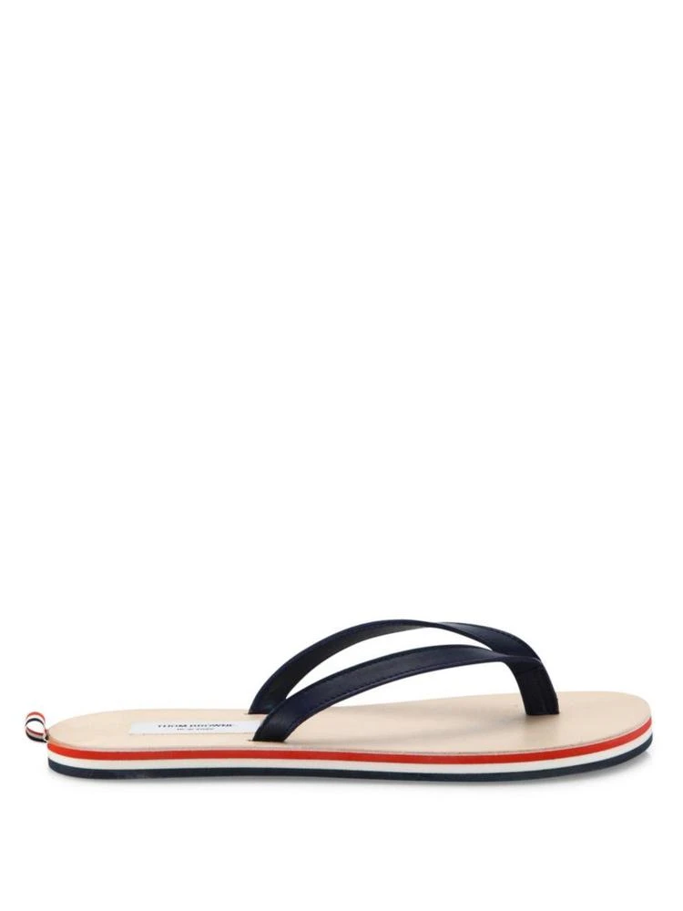 商品Thom Browne|Leather Tricolor Stripe Flip Flops,价格¥3299,第5张图片详细描述