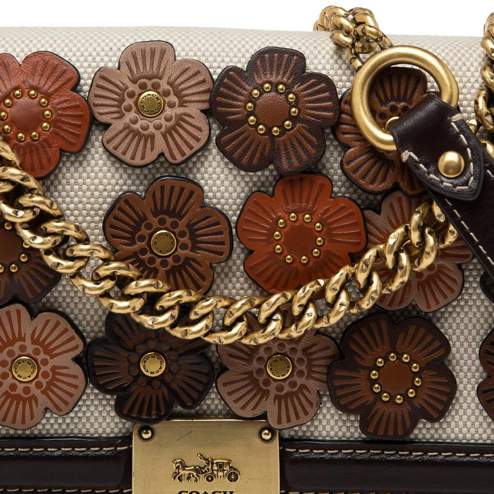 商品[二手商品] Coach|Coach Multicolor Leather And Canvas Hutton Flower Applique Shoulder Bag,价格¥1478,第5张图片详细描述