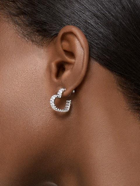 Matrix Rhodium-Plated & Crystal Small Heart Hoop Earrings商品第5张图片规格展示
