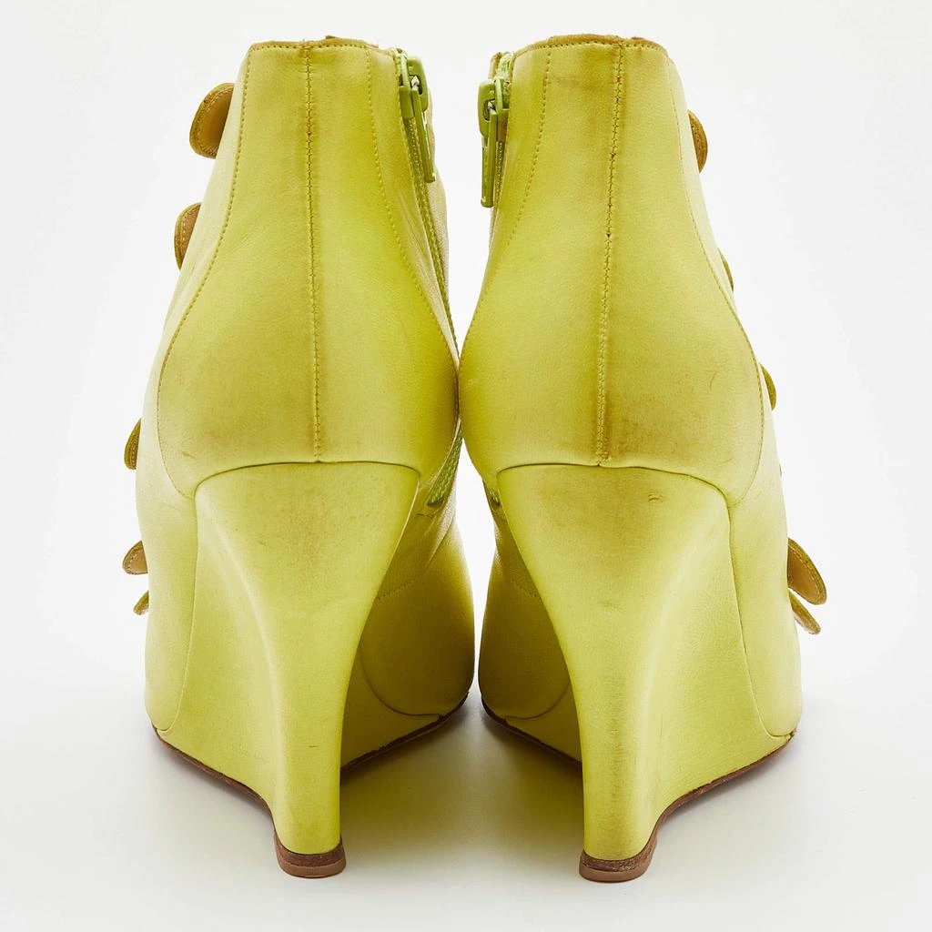 商品[二手商品] Oscar de la Renta|Oscar de la Renta Yellow Leather Caged Ankle Length Wedge Sandals Size 37.5,价格¥1014,第5张图片详细描述