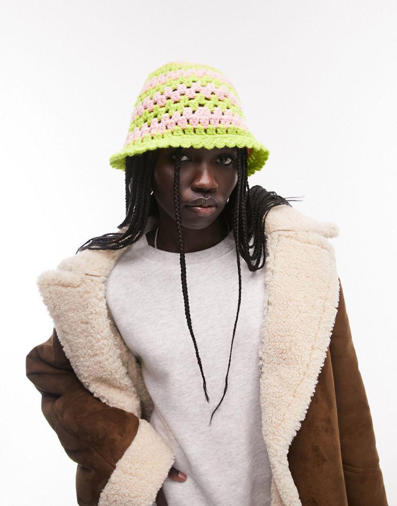 商品Topshop|Topshop crochet bucket hat in pink and lime,价格¥176,第6张图片详细描述
