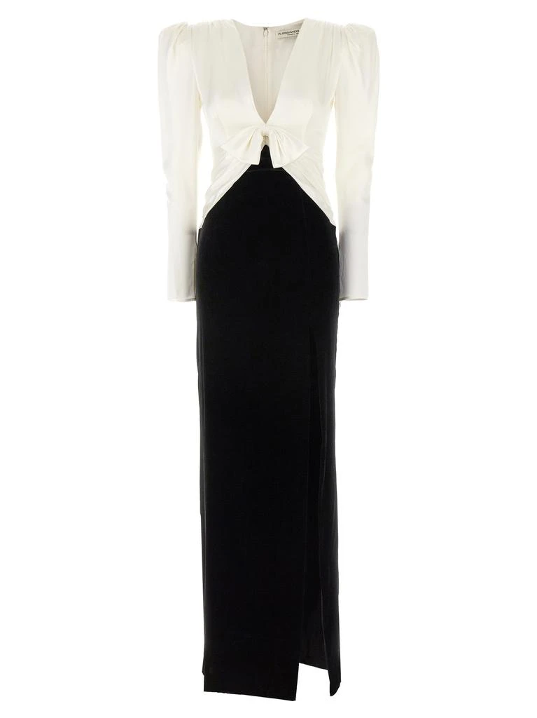 商品Alessandra Rich|Long Bow Dress Dresses White/Black,价格¥8803,第1张图片