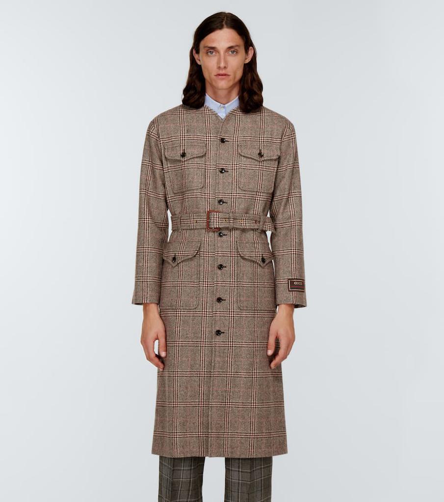 商品Gucci|羊毛混纺格纹大衣,价格¥31715,第5张图片详细描述