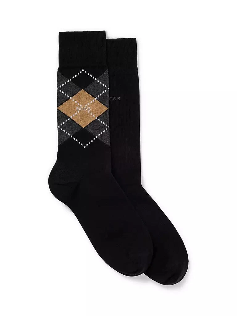 商品Hugo Boss|Two-Pack of Regular-Length Socks in a Cotton Blend,价格¥127,第1张图片