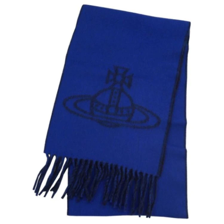 商品[国内直发] Vivienne Westwood|Logo标识 羊毛 绒线围巾 女款 蓝色,价格¥1122,第1张图片