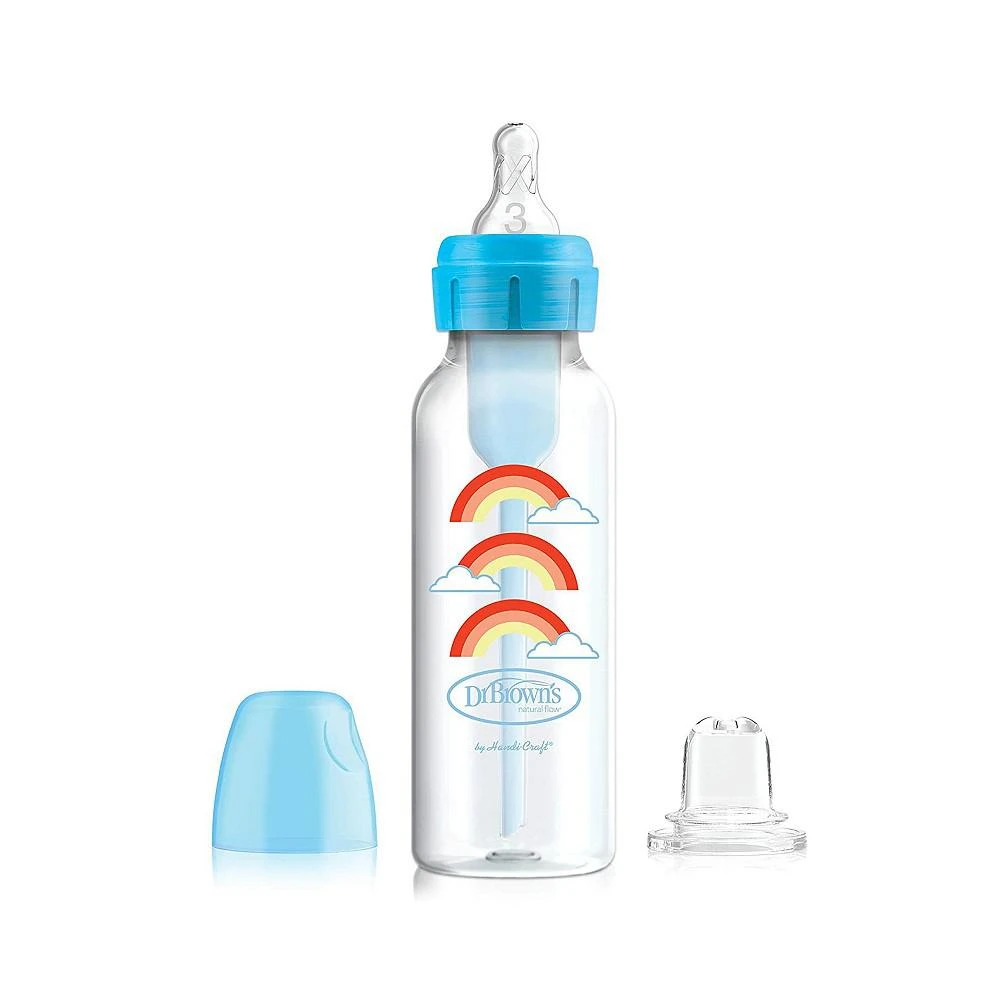商品Dr. Browns|Options+ Anti-Colic Baby Bottle to Sippy Bottle Starter Kit, 8oz, Blue,价格¥149,第1张图片