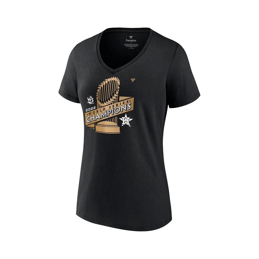 商品Fanatics|Women's Branded Black Houston Astros 2022 World Series Champions Parade V-Neck T-shirt,价格¥229,第3张图片详细描述