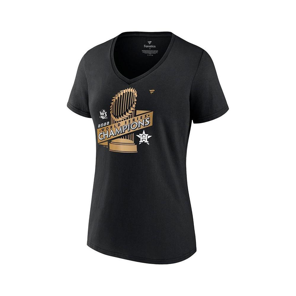 商品Fanatics|Women's Branded Black Houston Astros 2022 World Series Champions Parade V-Neck T-shirt,价格¥294,第5张图片详细描述