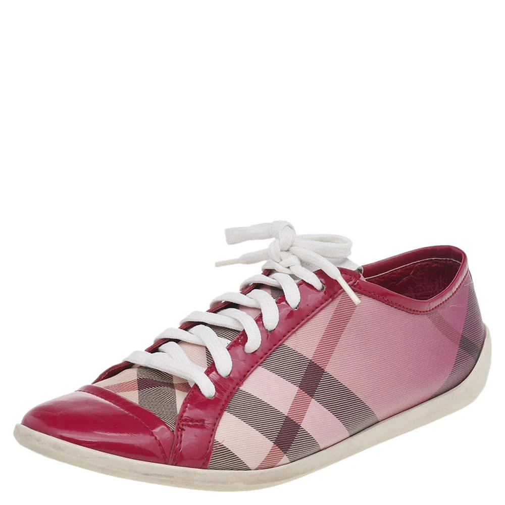 商品[二手商品] Burberry|Burberry Pink Nova Check PVC And Patent Leather Low Top Sneakers Size 37,价格¥1102,第1张图片