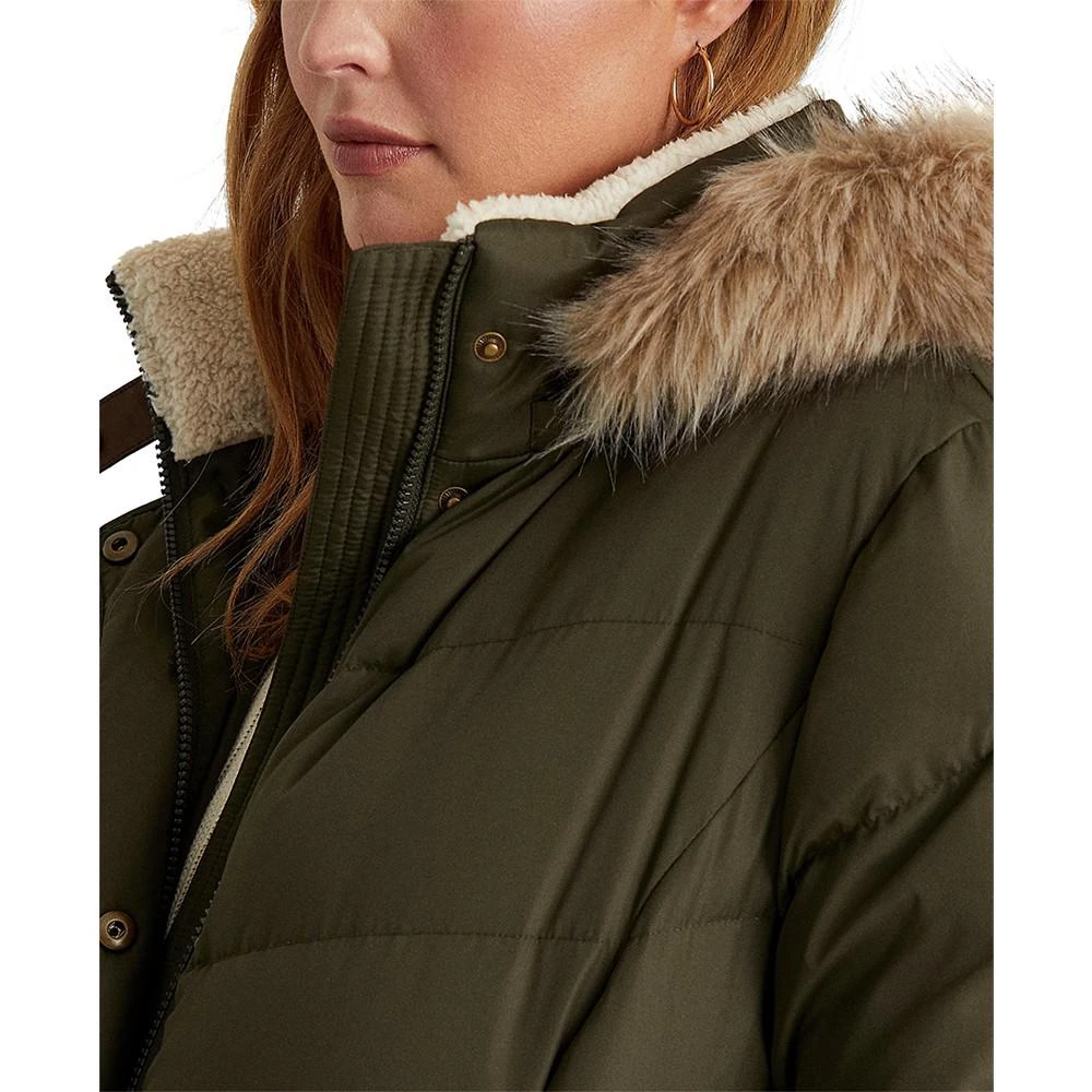 商品Ralph Lauren|Women's Plus Size Faux-Fur-Trim Hooded Down Puffer Coat, Created for Macy's,价格¥1755,第3张图片详细描述