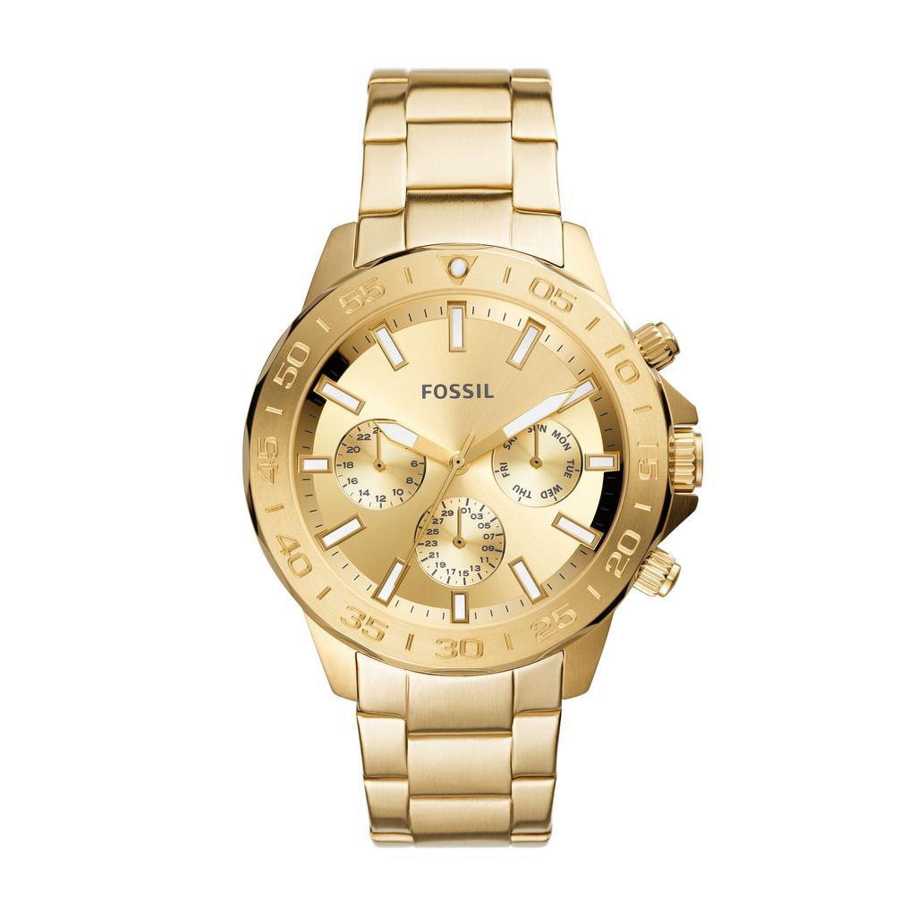 商品Fossil|Fossil Men's Bannon Multifunction, Gold-Tone Stainless Steel Watch,价格¥532,第1张图片