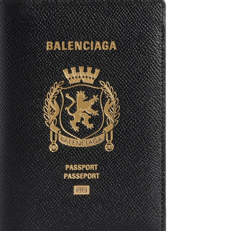 商品[国内直发] Balenciaga|巴黎世家 Passport 字母徽标压花半哑光柔软纹理 小牛皮 护照包 男款 黑色,价格¥3700,第9张图片详细描述